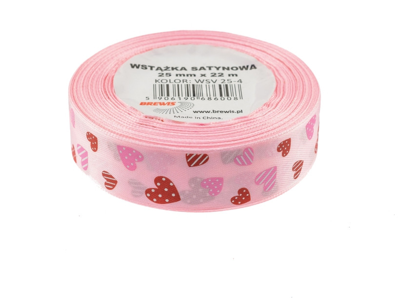 Wstążka satynowa serca 25mmx22m WSV25-4 Brewis